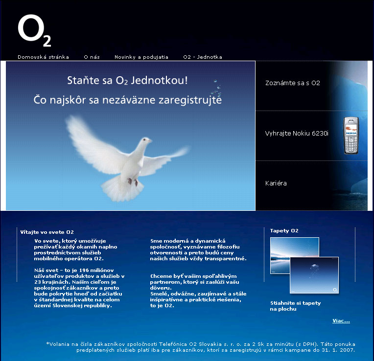 Webová prezentace Telefónica O2 Slovakia