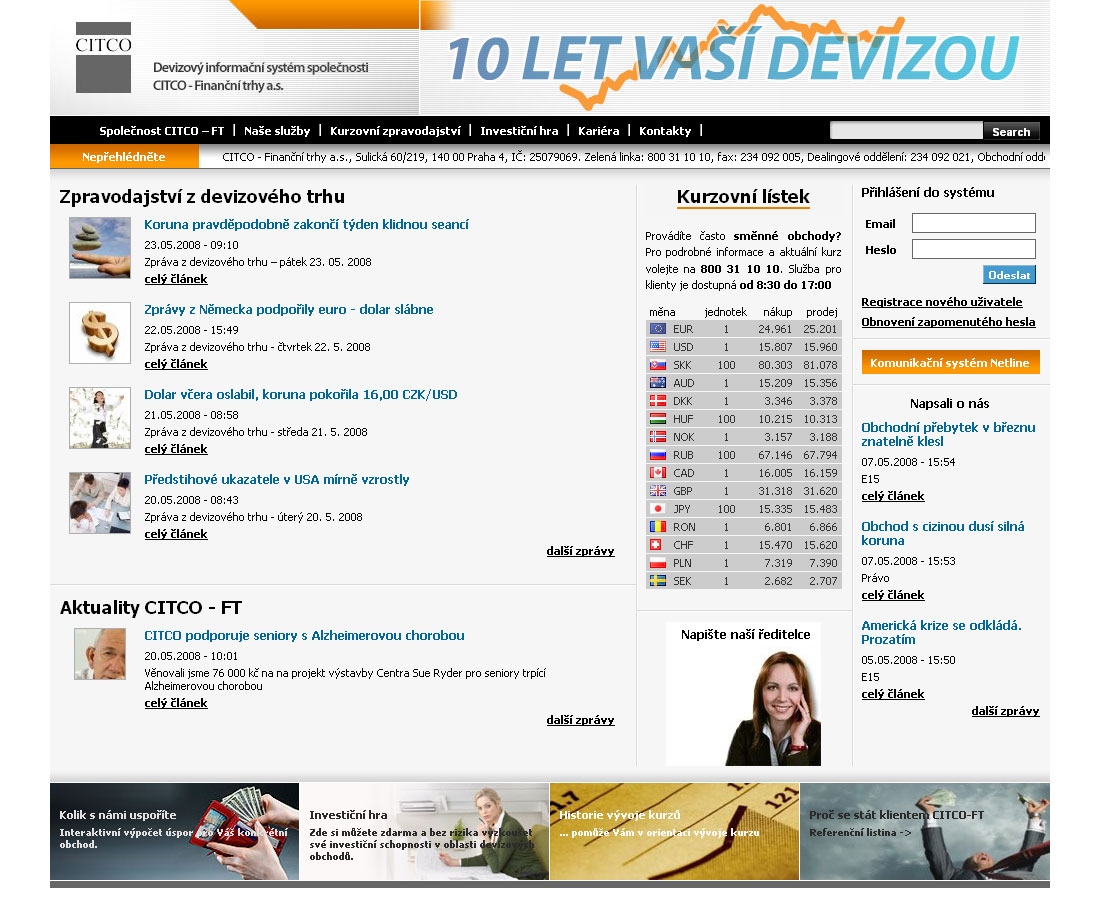 Nový web pro CITCO – Finanční trhy