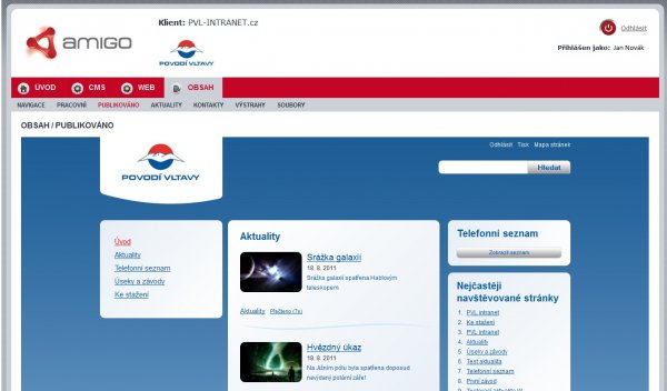 Intranet PVL běží na novém AMIGO 2.0