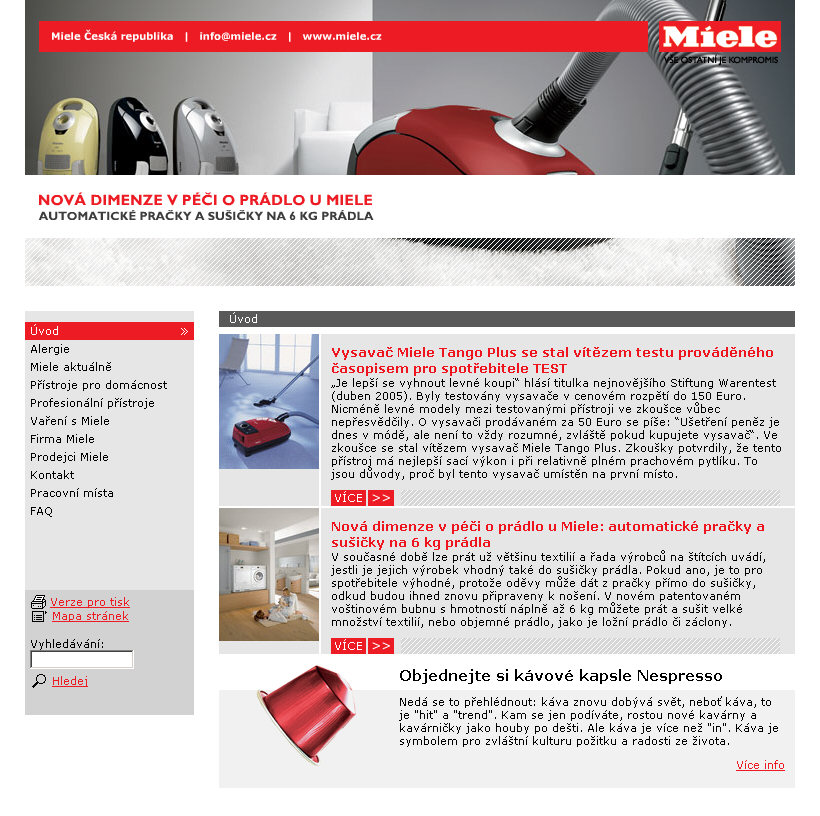 Miele – nová www prezentace